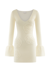 Amari Knit Crochet Knit Mini Dress - Ivory