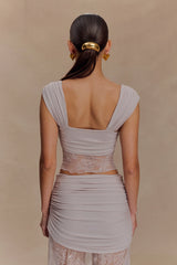 Guinevere Lace And Mesh Top - Lilac