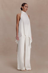 Sydney Straight Leg Satin Pants - Ivory