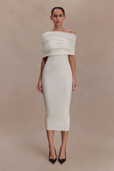 Zandie Cashmere Blend Knit Midi Dress - Ivory