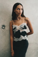 Nina Satin And Lace Camisole - Black/Ivory