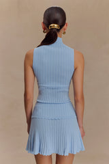 Indy Pointelle Knit Mini Skirt - Cornflower Blue
