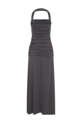 Bentley Peached Jersey Halter Maxi Dress - Charcoal
