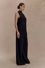 Saria Chiffon Low Back Top - Black