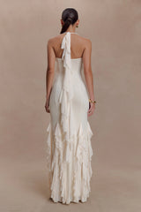 Etta Ruffle Slinky Maxi Dress - Ivory