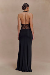 Bonnie Slinky And Lace Maxi Dress - Black