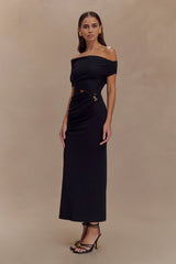 Kendra Scuba Jersey Midi Dress With Hardware - Black