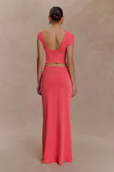 Haven Slinky Twist Midi Skirt - Coral