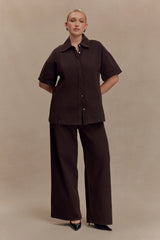 Maya Oversized Denim Shirt - Chocolate