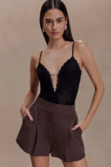 Jasper Plunge Lace Bodysuit - Black