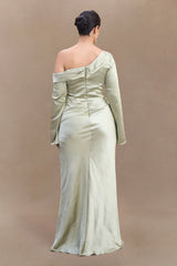 Iris Long Sleeve Satin Maxi Dress - Sage