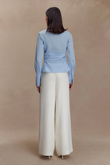 Eugenia Wrap Cotton Shirt - Blue