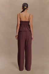 Janayia Cotton Beaded Top - Dark Espresso