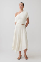 Luu Slinky Midi Skirt - Ivory