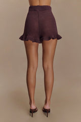 Eleanor Knit Frill Shorts - Chocolate