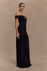 Kellie Off Shoulder Crepe Maxi Dress - Black