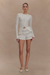Amy Pointelle Bell Sleeve Cardigan - Ivory