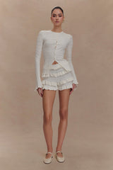 Amy Pointelle Bell Sleeve Cardigan - Ivory