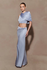 Adrienne Lurex Knot Maxi Skirt - Pastel Blue