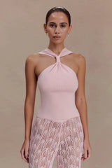 Angelika Twist Front Knit Top - Baby Pink