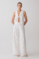 Tessa Broderie Straight Leg Pants - White