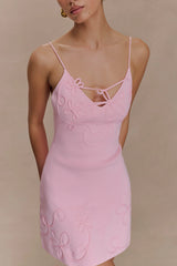 Brullo Embroidery Knit Mini Dress - Baby Pink
