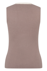 Julianne Contrast Knit Top - Pebble/Ivory