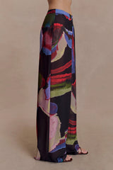 Rachel Chiffon Straight Leg Pants - Multi Fluid Reverie Print