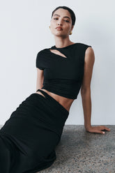 Haven Slinky Twist Midi Skirt - Black