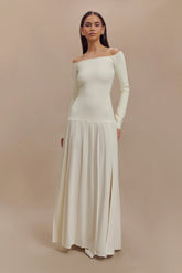 Presley Knit Off Shoulder Maxi Dress - Ivory