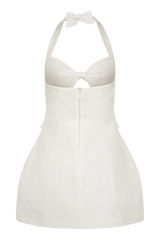 Ella Bow Detail Halter Mini Dress - White