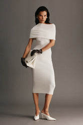 Zandie Cashmere Blend Knit Midi Dress - Ivory