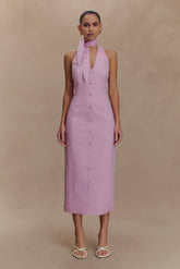 Simona Halter Neck Midi Dress - Blush Pink
