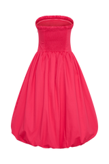 Dulce Puff Midi Dress - Raspberry