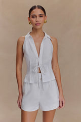 Scout Linen Belted Shorts - White