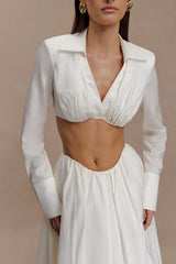 Greta Gathered Maxi Skirt - White