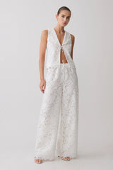 Tessa Broderie Straight Leg Pants - White