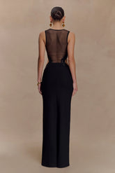 Angelique Beaded Crepe Maxi Dress - Black