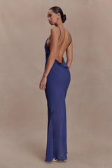 Nerea Slip Halter Maxi Dress - Purple Ink