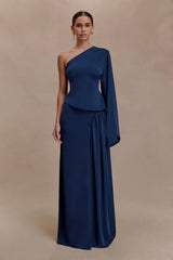 Vivica Slinky Gathered Maxi Skirt - Midnight Navy