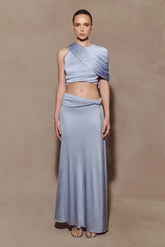 Adrienne One Shoulder Lurex Top - Pastel Blue