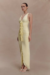 Alessandra Slinky Ruffle Maxi Dress - Lemon
