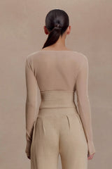 Brionee Silk Blend Knit Top - Sand