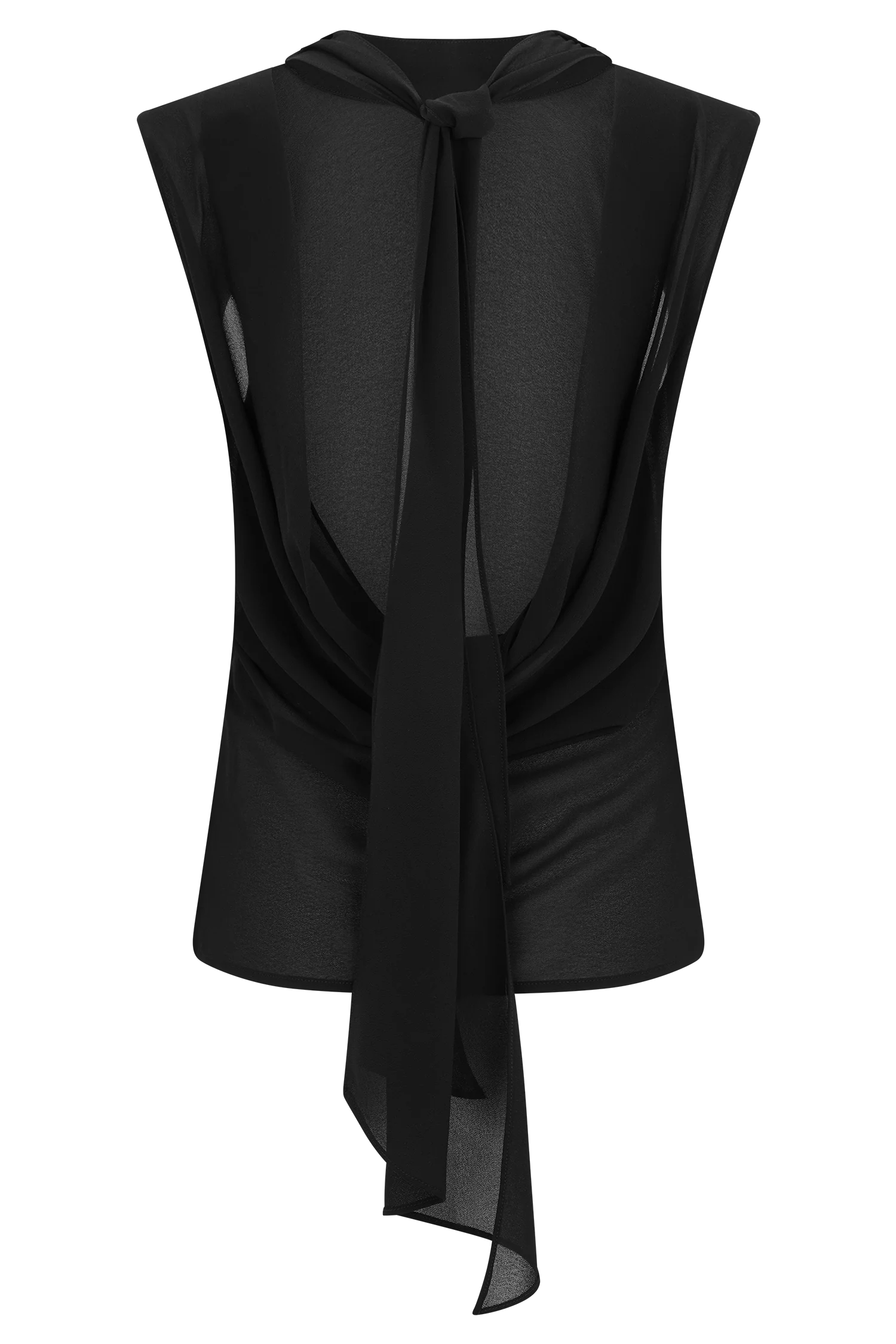 Saria Chiffon Low Back Top - Black