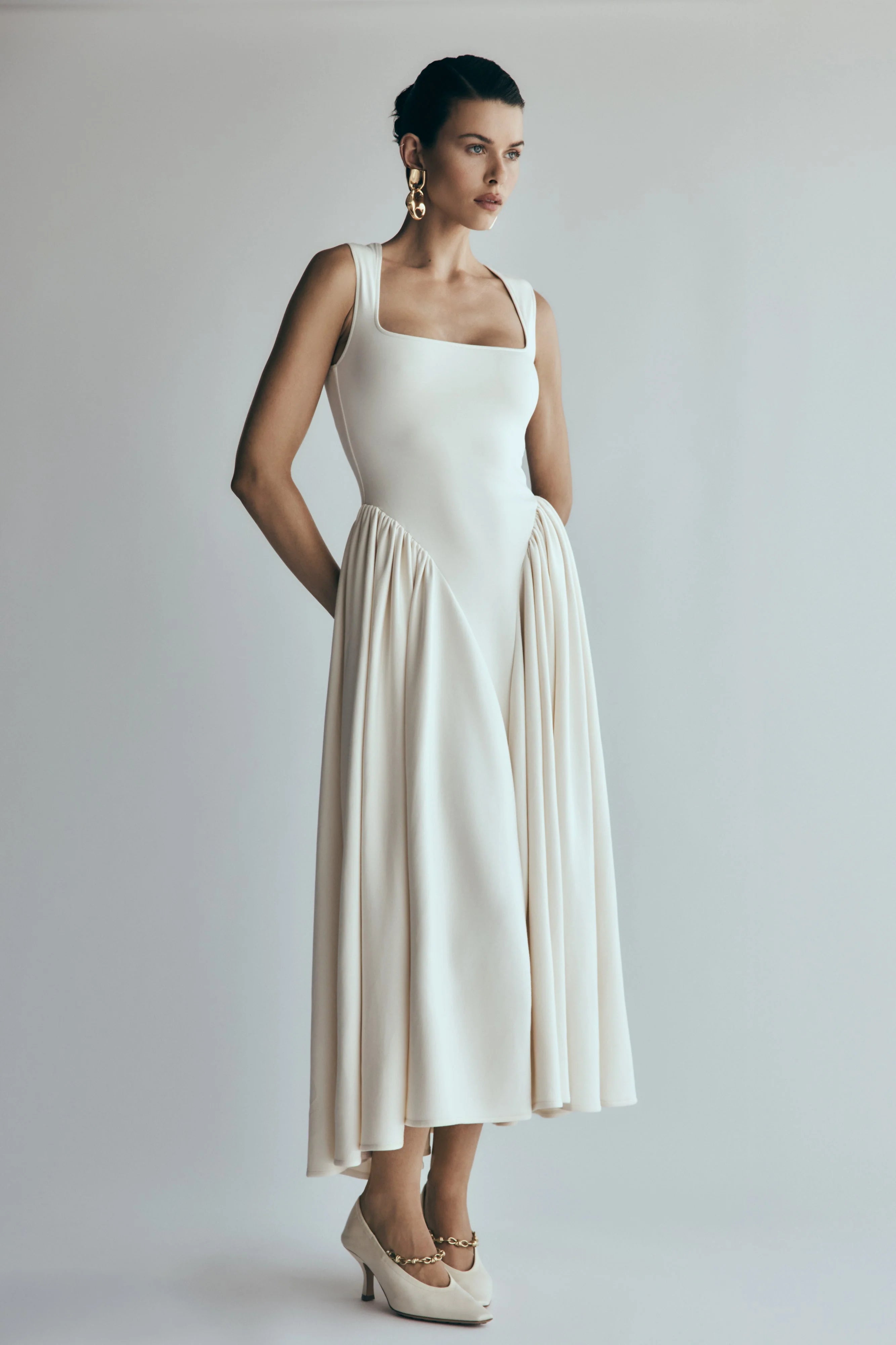 Sharon Scuba Jersey Midi Dress - Ivory