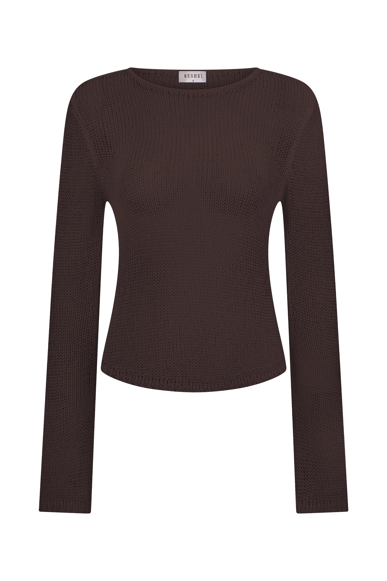 Isabella Long Sleeve Knit Top - Chocolate