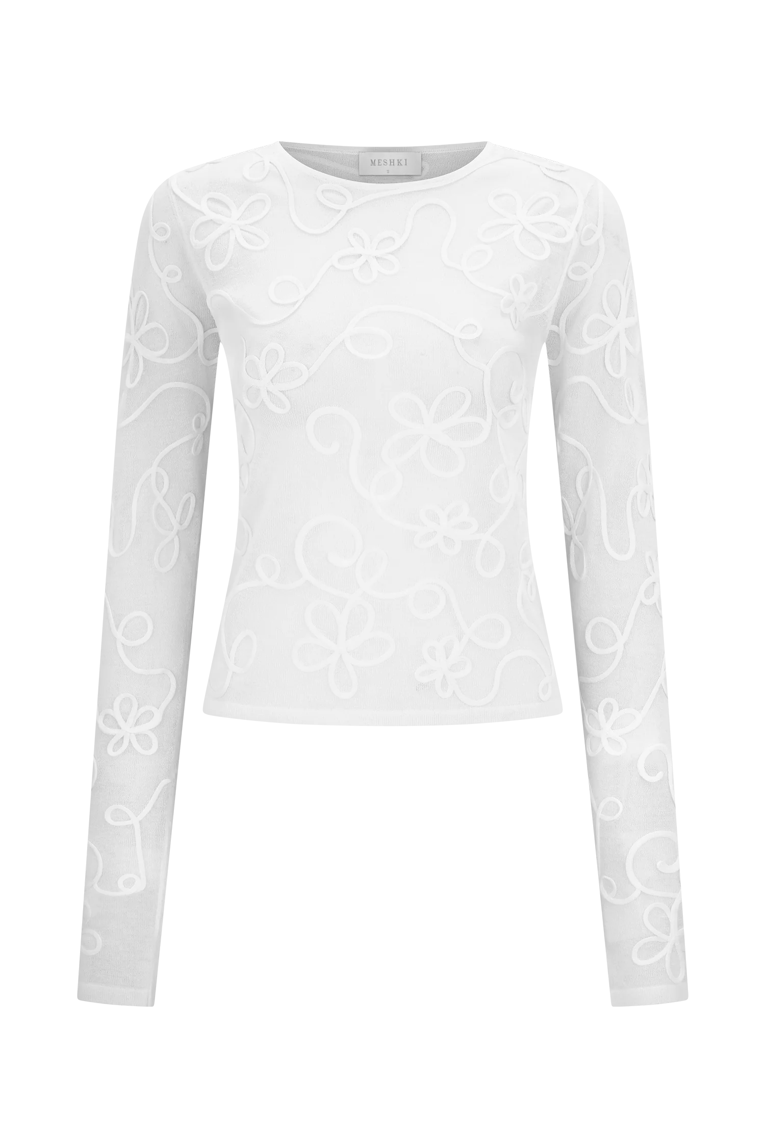 Omari Embroidery Long Sleeve Knit Top - Ivory