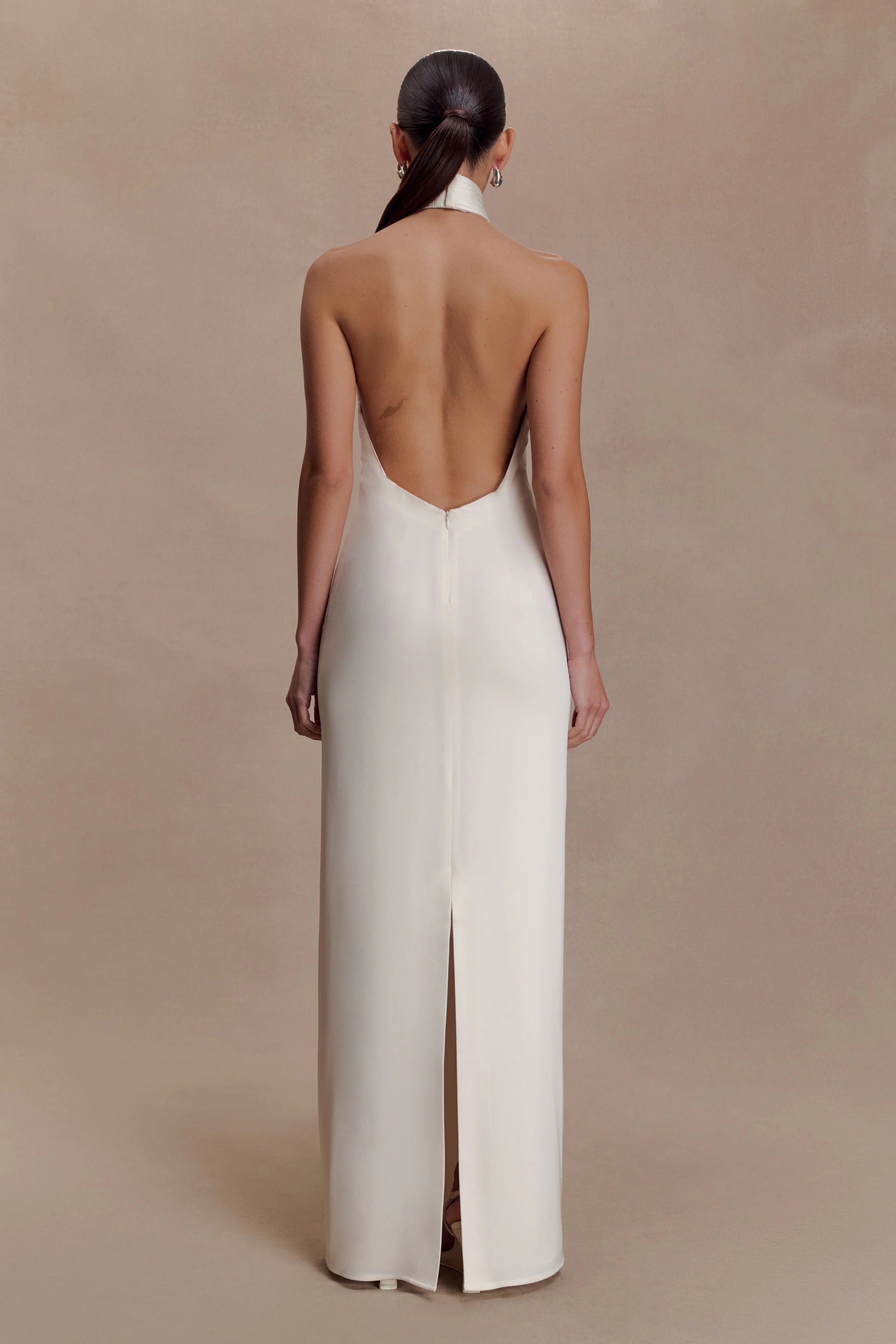 Freja Halter Maxi Dress With Hardware - Blush Ivory