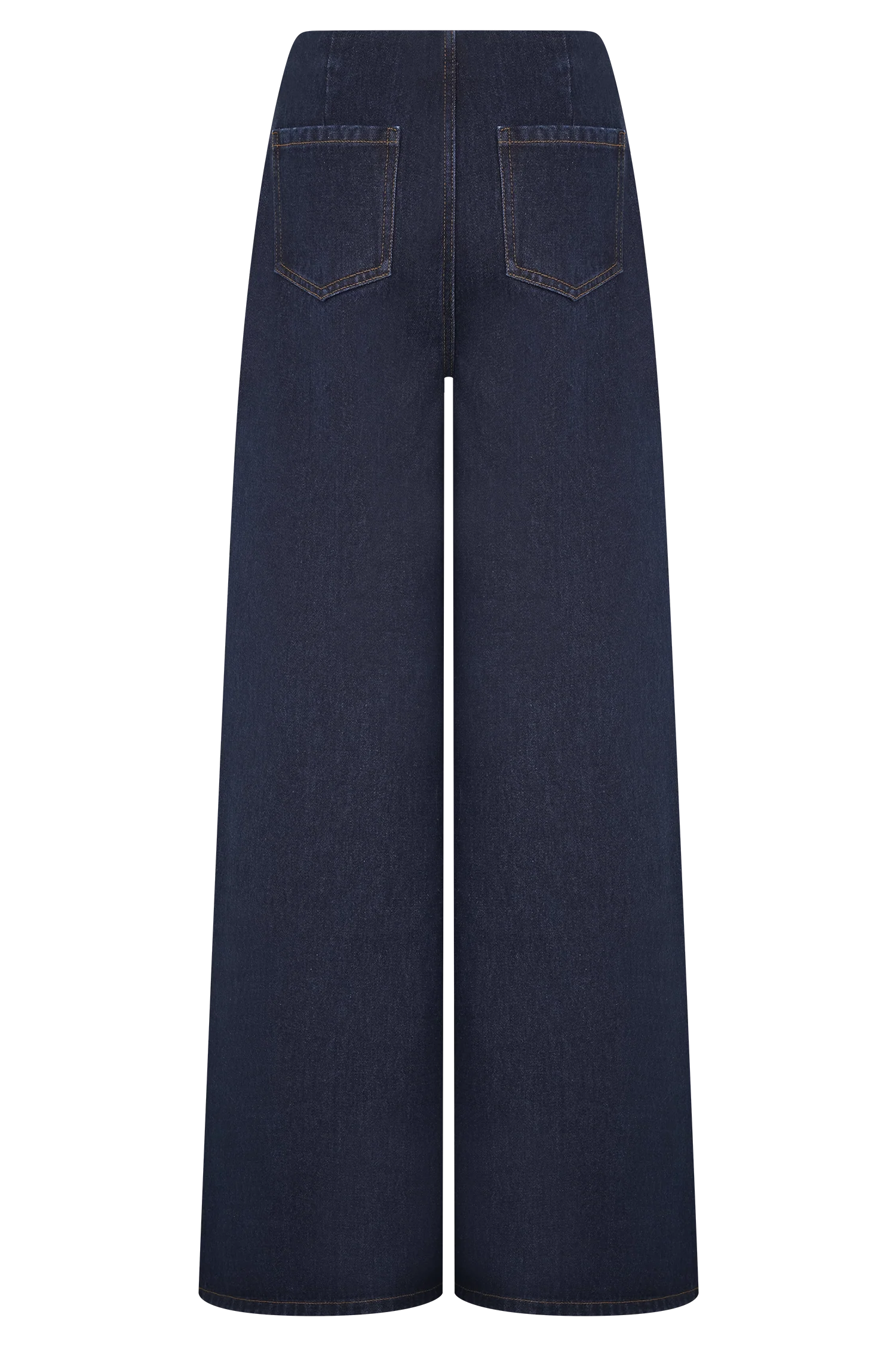 Miranda Faux Suede Belted Denim Wide Leg Jeans - Indigo Blue