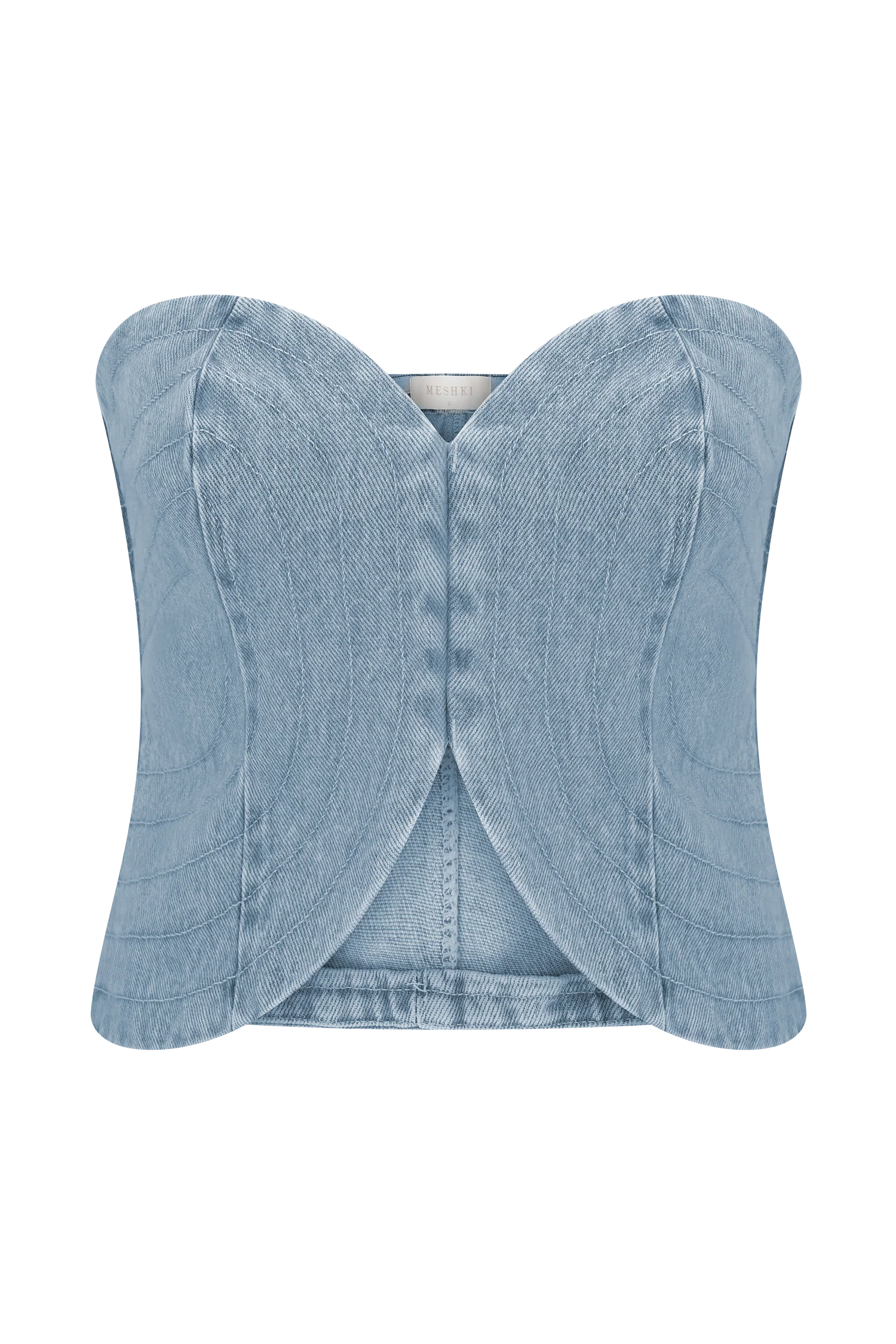 Tully Strapless Topstitch Denim Top - 80'S Blue